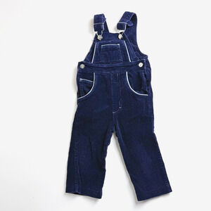 24 Months Vintage Popsicle Navy Blue Overalls 80s, 90s Cotton Corduroy Wide Wale